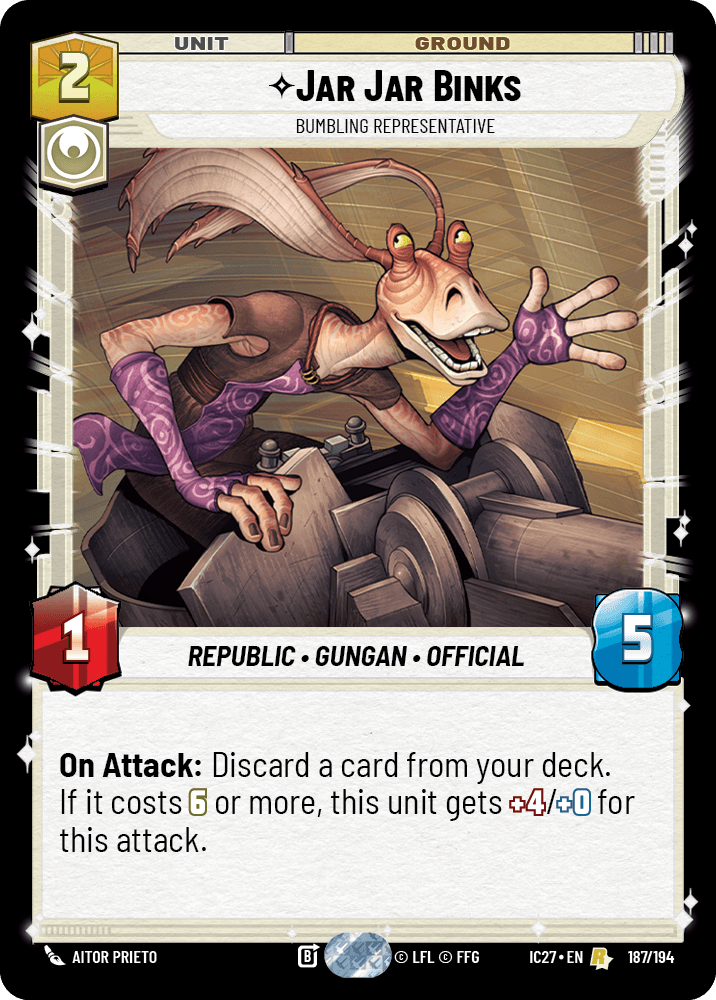 Jar Jar Binks — Bumbling Representative #187/194, illustrated by Aitor Prieto