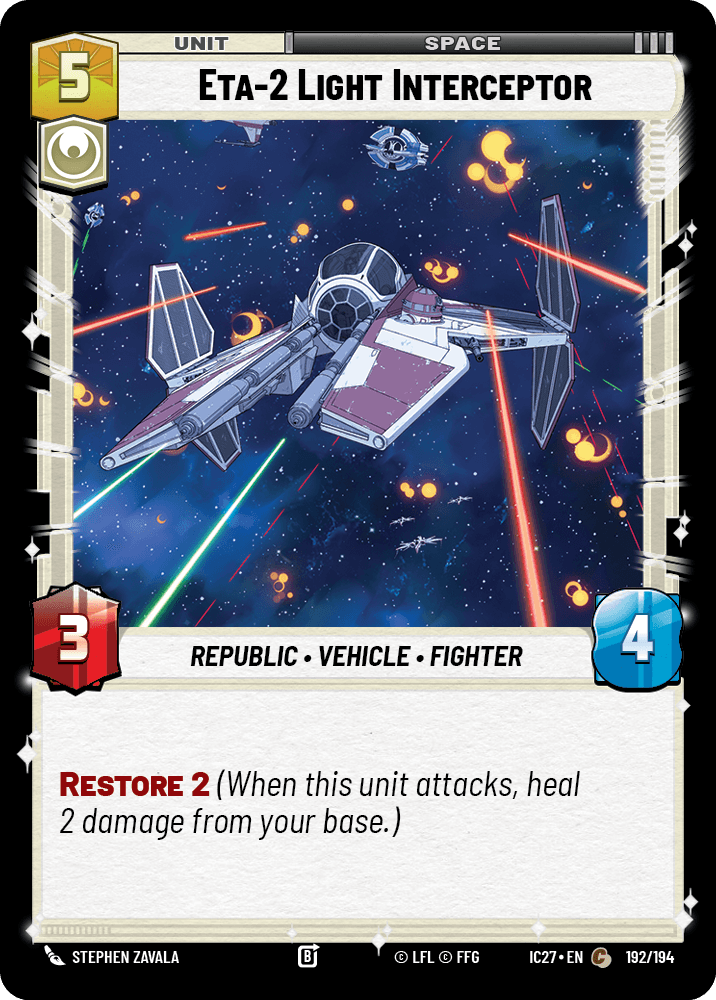 Eta-2 Light Interceptor #192/194, illustrated by Stephen Zavala