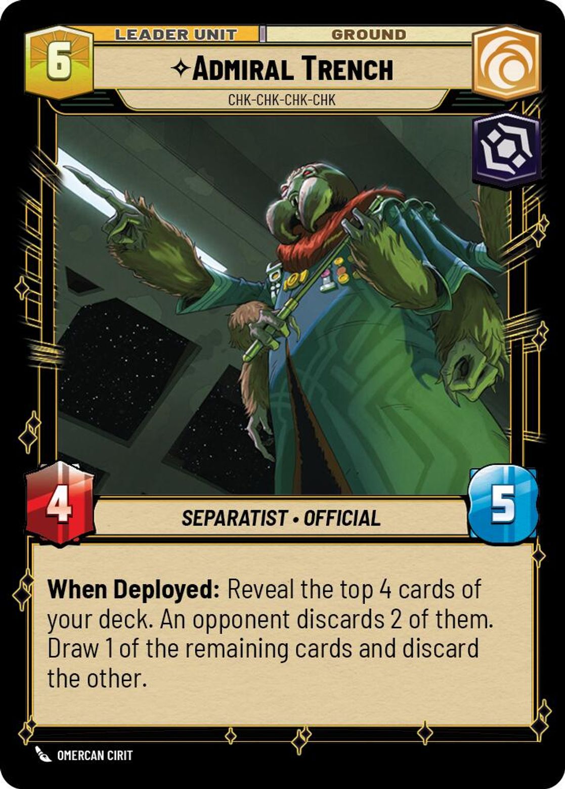 Admiral Trench leader card