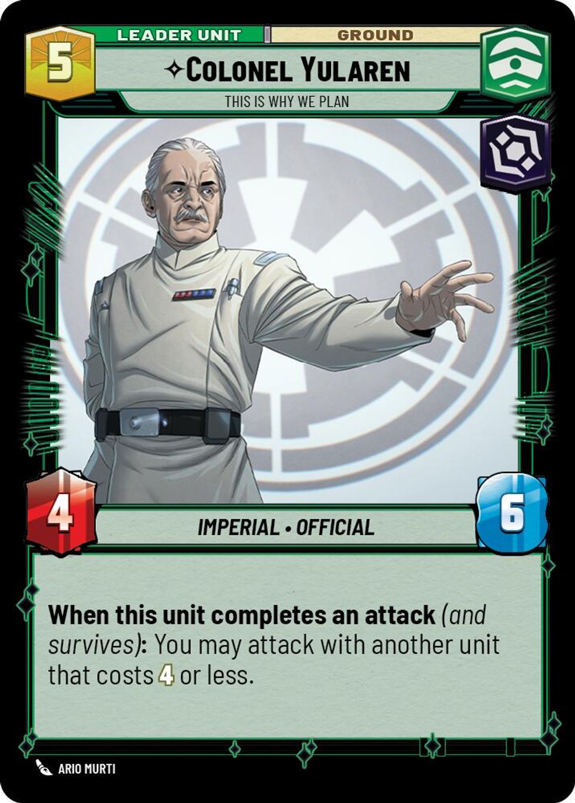 Colonel Yularen leader card